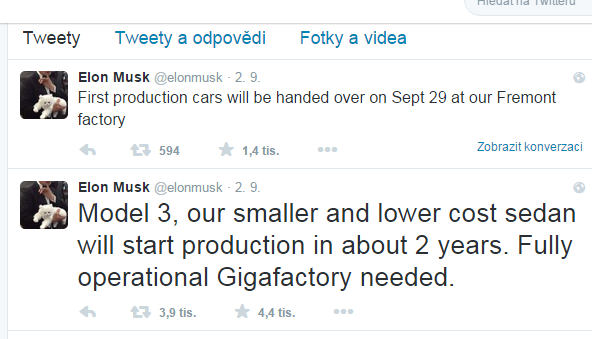 Elon Musk správou na Twitteri oficiálne potvrdil výrobu Teslu Model 3. Na cestách sa objaví do 2 rokov.