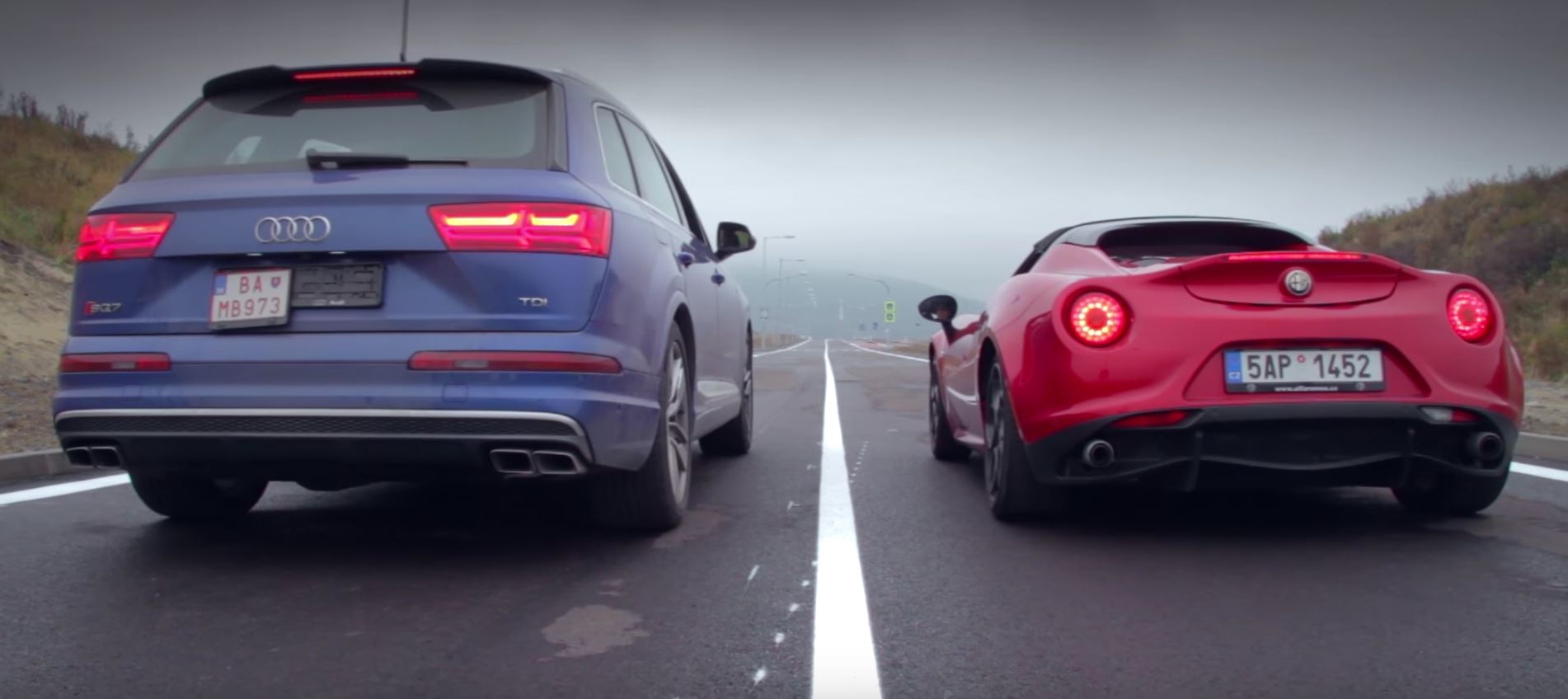 Porazí dízlové SUV superšport? Audi SQ7 vs. Alfa Romeo 4C!
