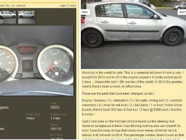 Najhorší inzerát na predaj automobilu