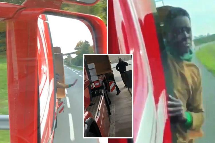 VIDEO: utečenci naskočili na kamión, vodič s nimi vypiekol!