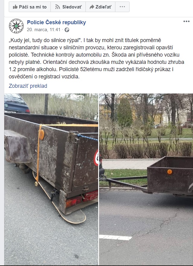 Vodičovi Felicie na vlečke odpadlo koleso. Použil skateboard!