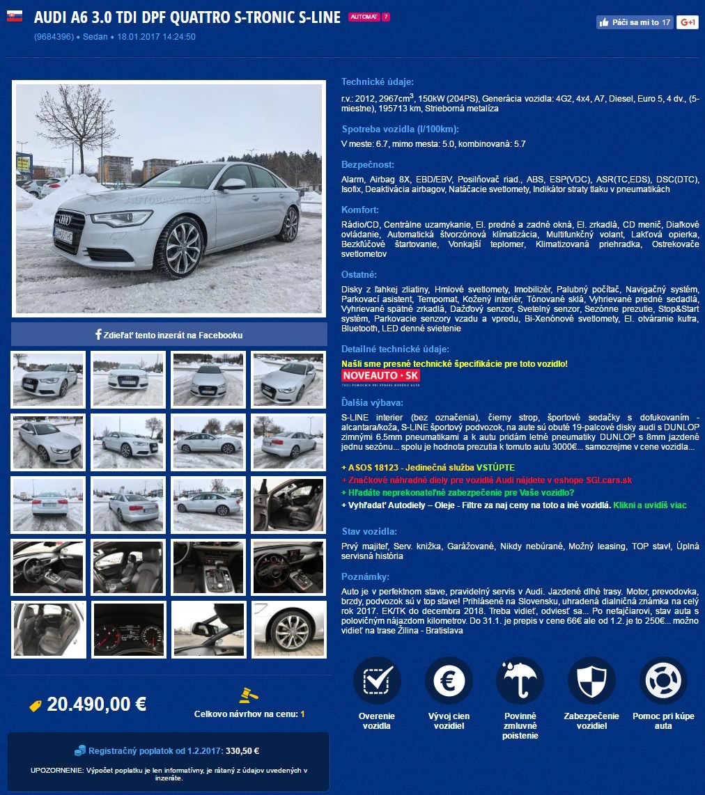 Výška registračného poplatku v detaile každého vozidla!