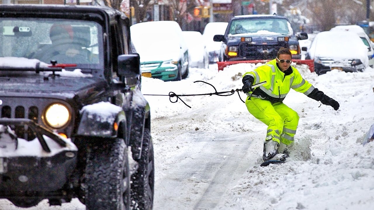 Ako sa snowboarduje v uliciach New Yorku?
