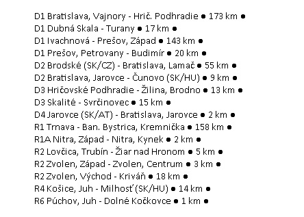 Spoplatnené úseky ciest na Slovensku