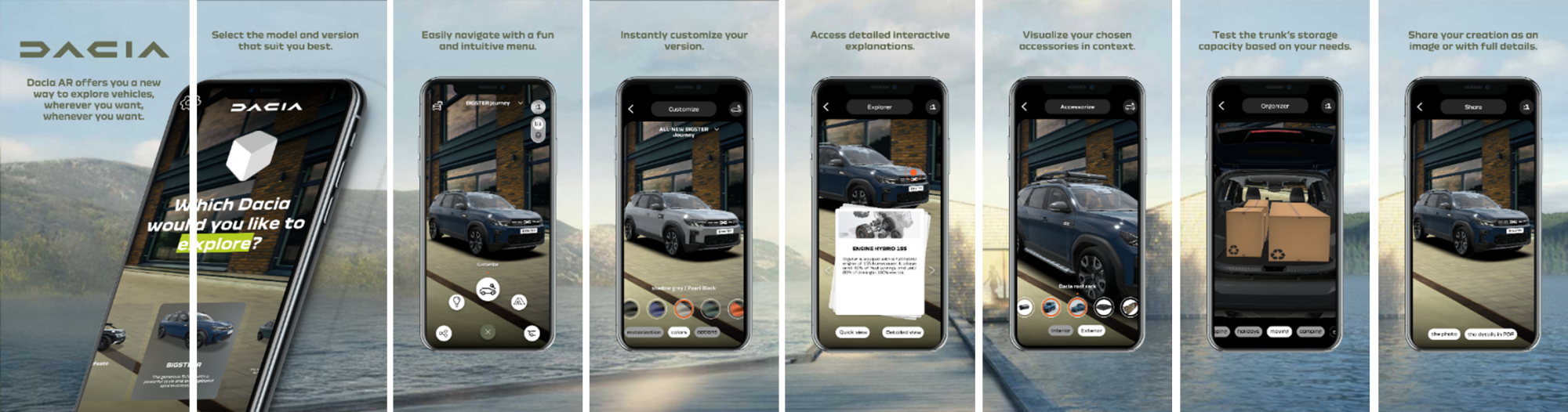 DACIA. Screenshoty z aplikácie DACIA AR