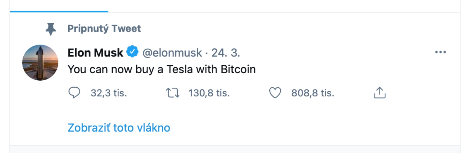 Zákazníci si už môžu kúpiť Teslu za bitcoin