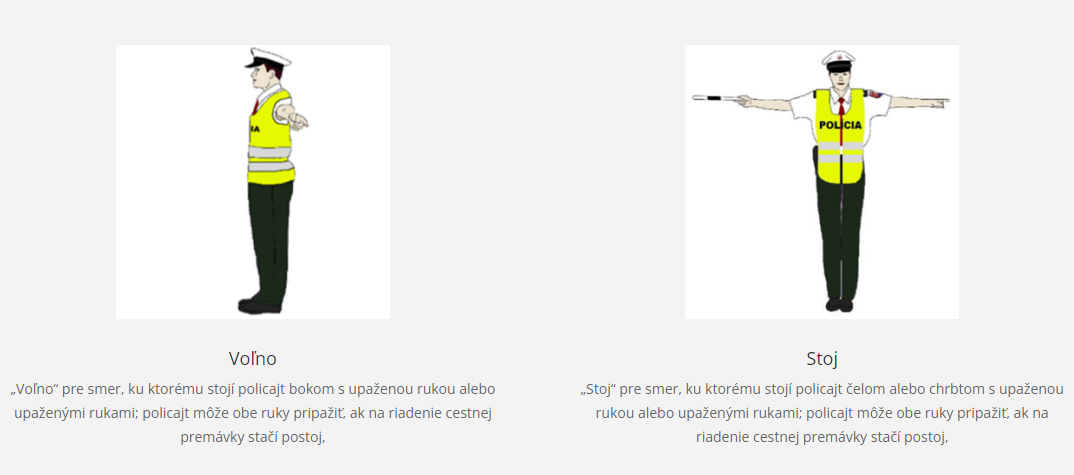 Pokyny policajta pri riadení križovatky.