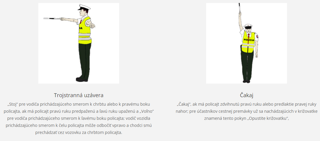 Pokyny policajta pri riadení križovatky.