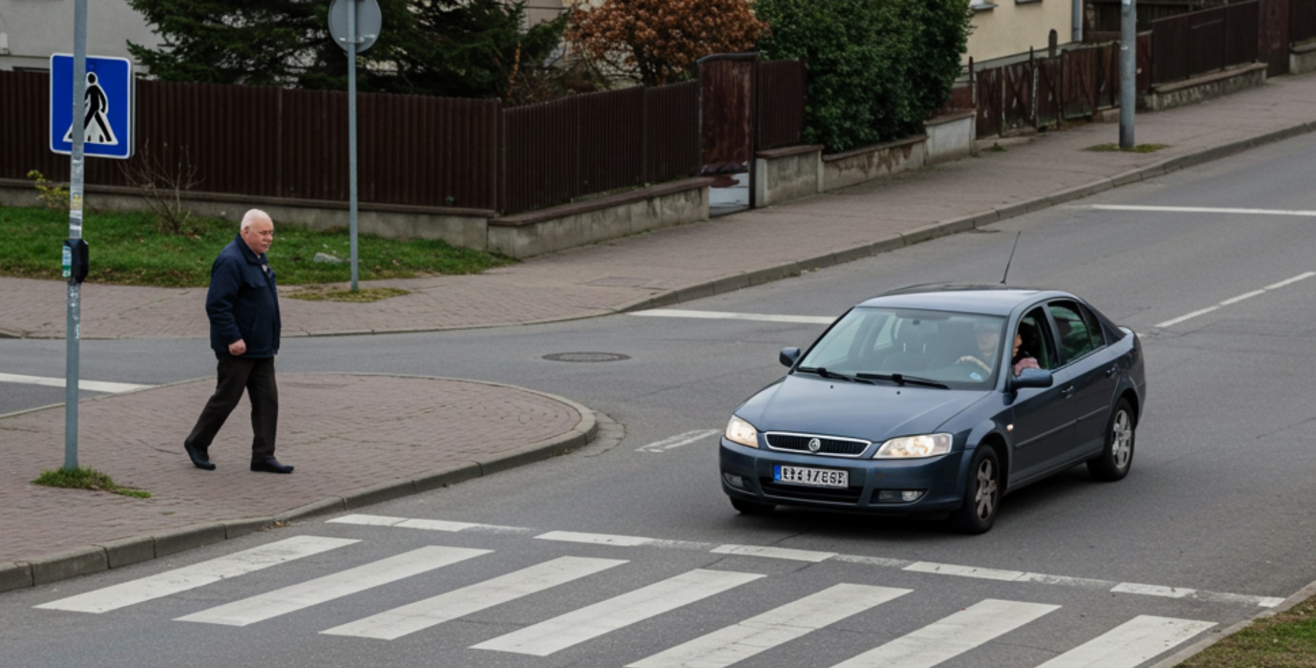 Autobazar.EU / Dali by ste tomuto chodcovi prednosť, hoci nestojí na priechode? Ilustračná vizualizácia