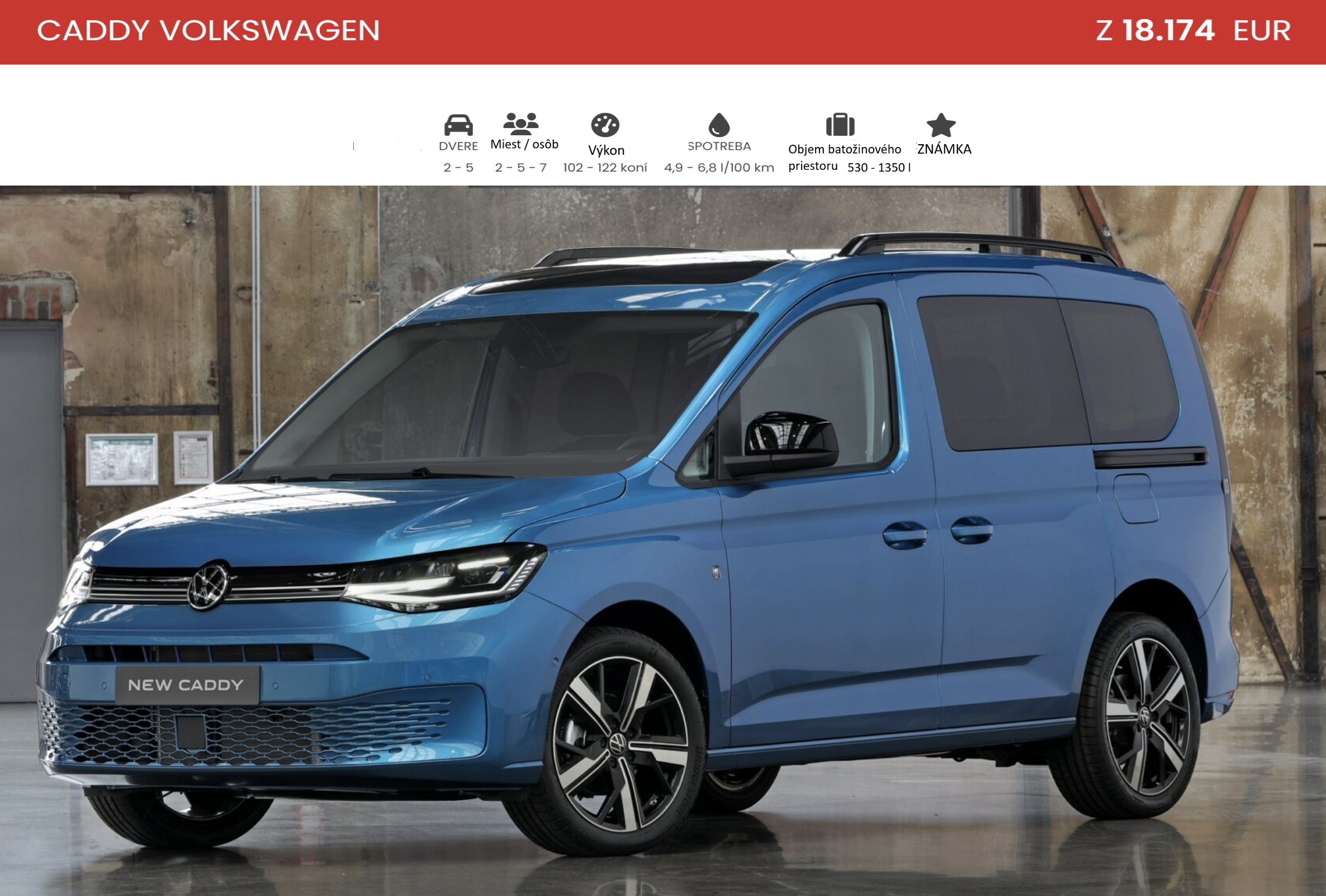 Volkswagen Caddy vs. Škoda Roomster.