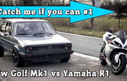 Extrémny duel: VW Golf MK1 s výkonom 1056 koní vs. Yamaha R1!