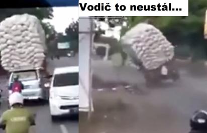 Video: Vodič s extrémnym nákladom nezvládol riadenie!