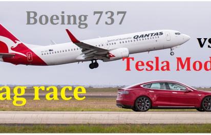 Brutálny drag race: Boeing 737 vs. Tesla Model S!