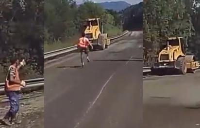 Video: Pozor,  po ceste sa rúti valec! 