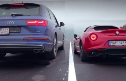 Napínavý slovenský súboj - roadster/SUV: Audi SQ7 vs. Alfa Romeo 4C! 