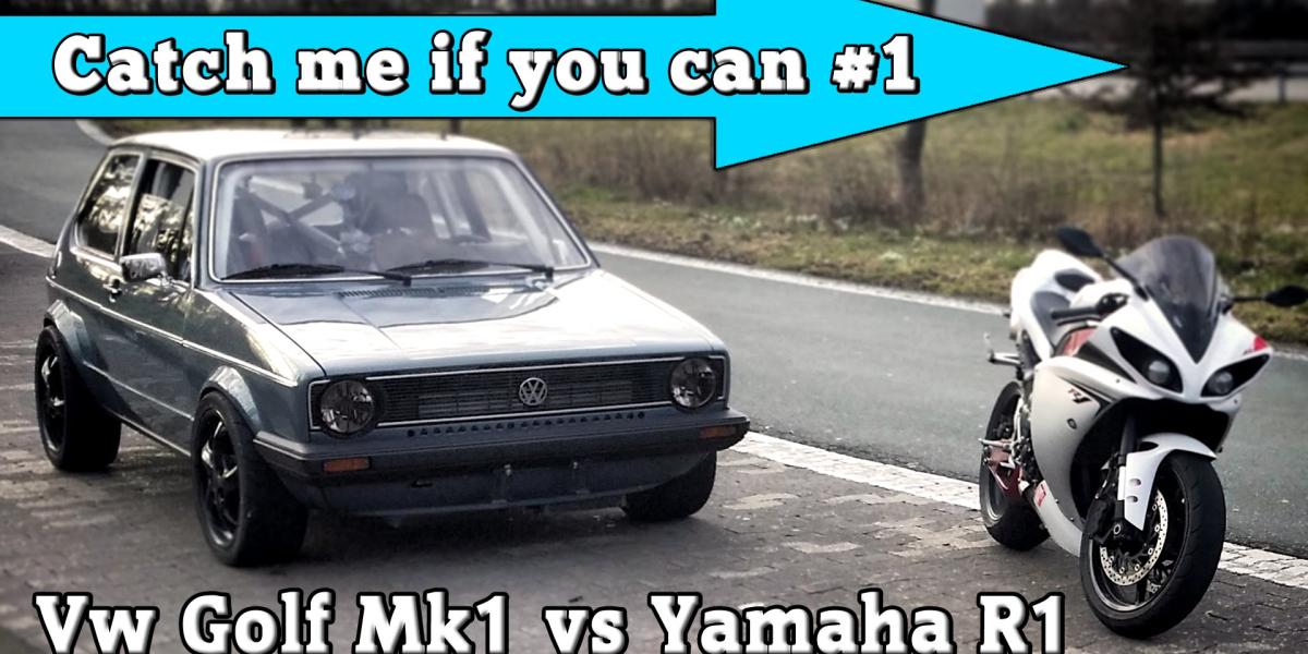 Extrémny duel: VW Golf MK1 s výkonom 1056 koní vs. Yamaha R1!