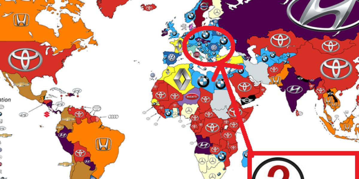 Zaujímavá mapa: Najvyhľadávanejšie značky áut na svete! 