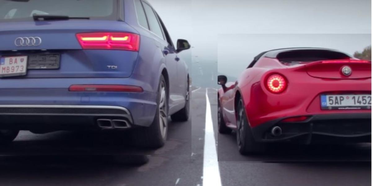 Napínavý slovenský súboj - roadster/SUV: Audi SQ7 vs. Alfa Romeo 4C! 
