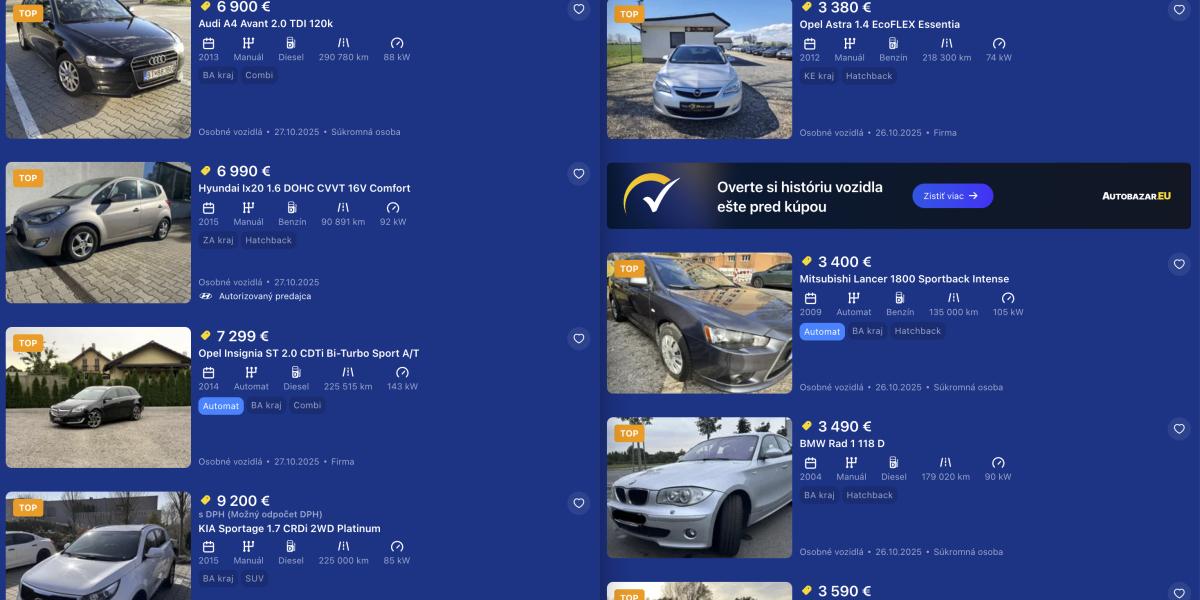 Najviac a najmenej spoľahlivé 10+ ročné autá podľa výsledkov STK